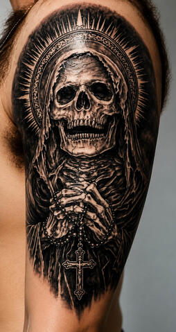 Tatuagem autoral exclusiva com traços finos feita no estúdio Lasombra Tattoo em Contagem.